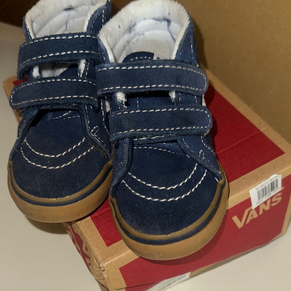 Vans Kids Navy Blue Velcro Sneakers